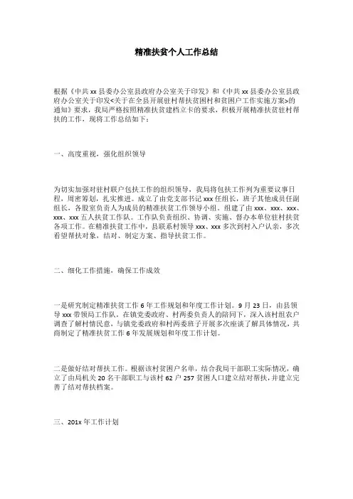 精准扶贫个人工作总结