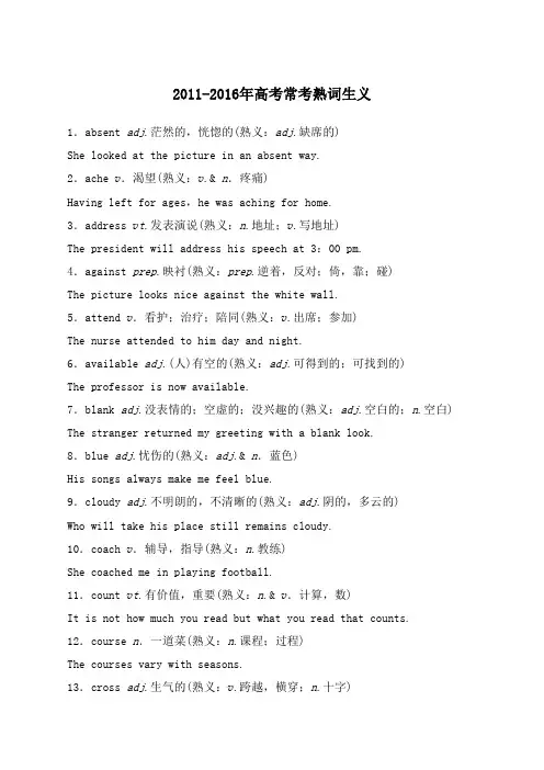 高考英语常考熟词生义 