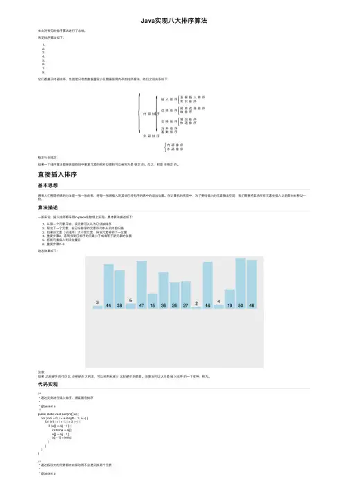 Java实现八大排序算法