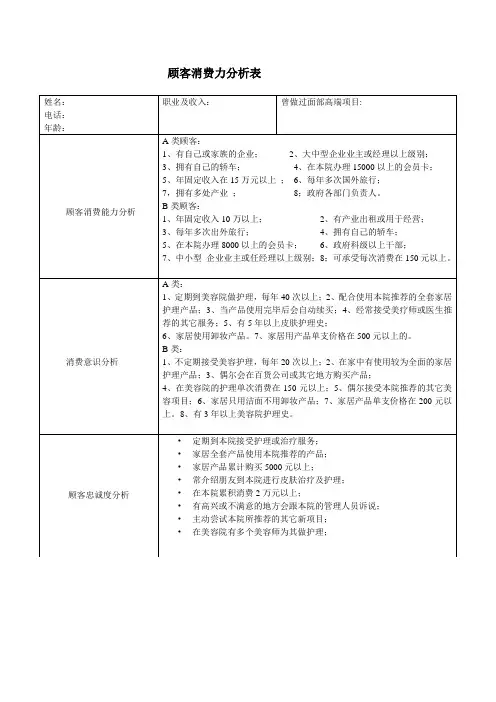 消费能力分析表