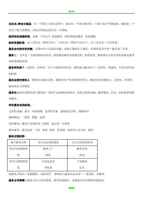 服务运营管理期末复习资料