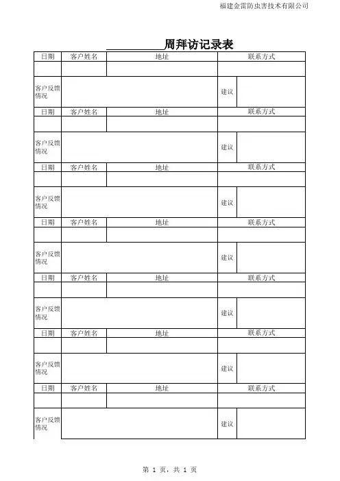 业务员拜访记录表