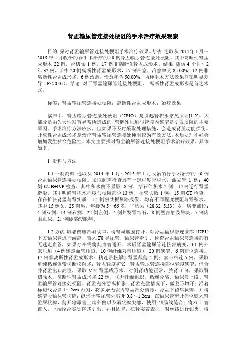 肾盂输尿管连接处梗阻的手术治疗效果观察