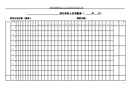建筑工地民工考勤表