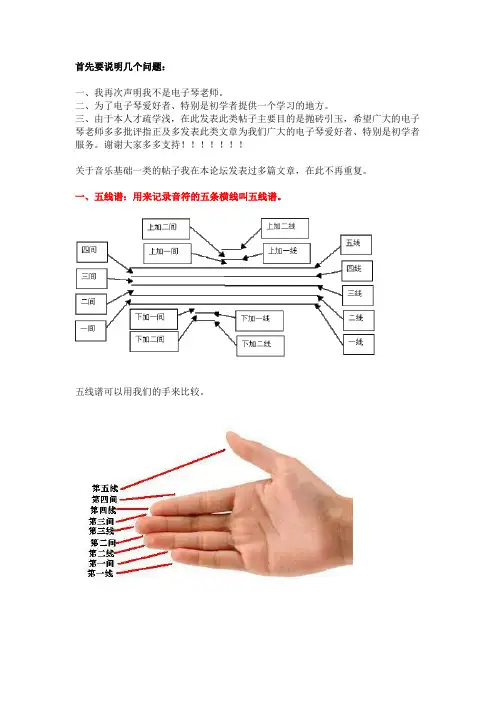 电子琴入门指法和五线谱入门初学必备