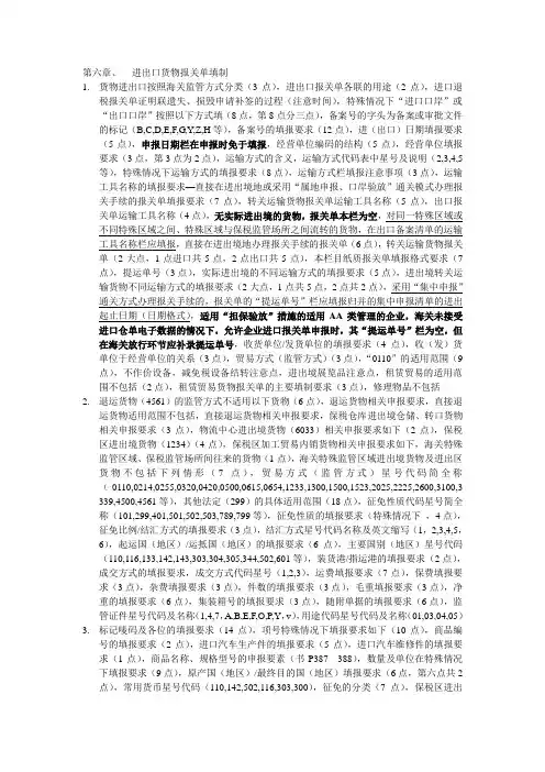 2011版报关员教材知识点供背诵第六章知识点