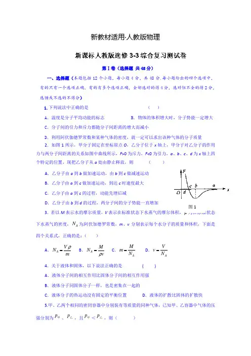 【新教材】高中物理人教版选修3-3：综合复习测试卷及答案