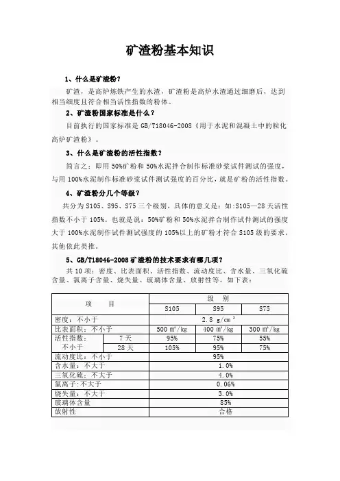 矿渣粉基本知识