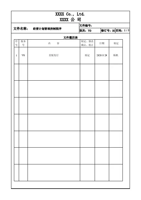经营计划管理控制程序