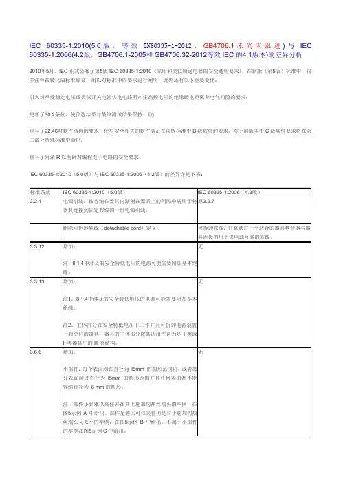 IEC60335-1-2010新版标准差异