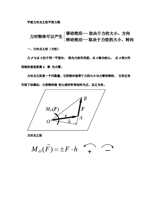 平面力对点之矩平面力偶
