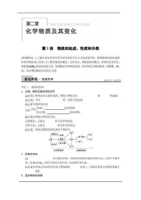 第1讲物质的组成性质和分类