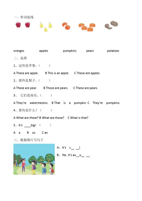 江苏译林版二年级第四单元练习
