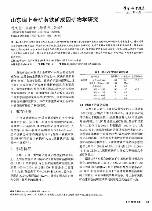 山东埠上金矿黄铁矿成因矿物学研究