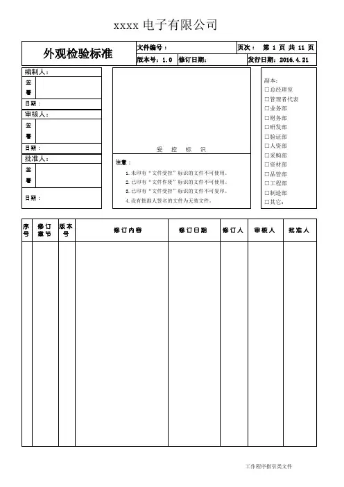 外观检验标准