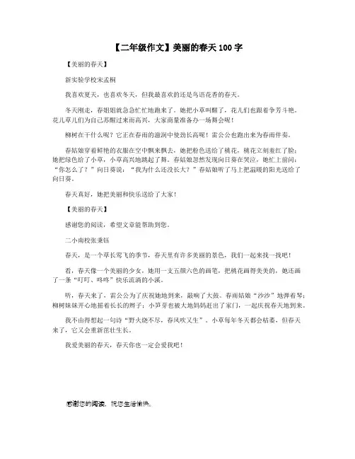 【二年级作文】美丽的春天100字