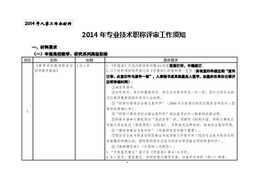 2014年职称评审须知