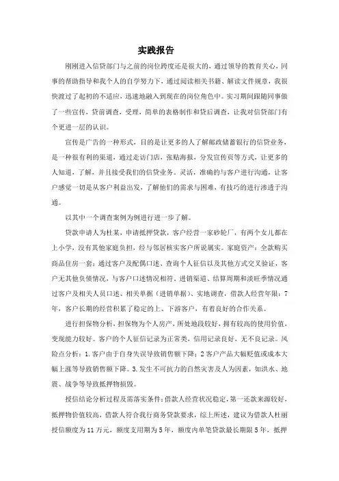 信贷调查报告