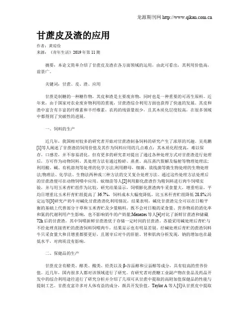 甘蔗皮及渣的应用