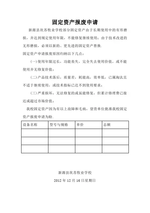 固定资产报废申请