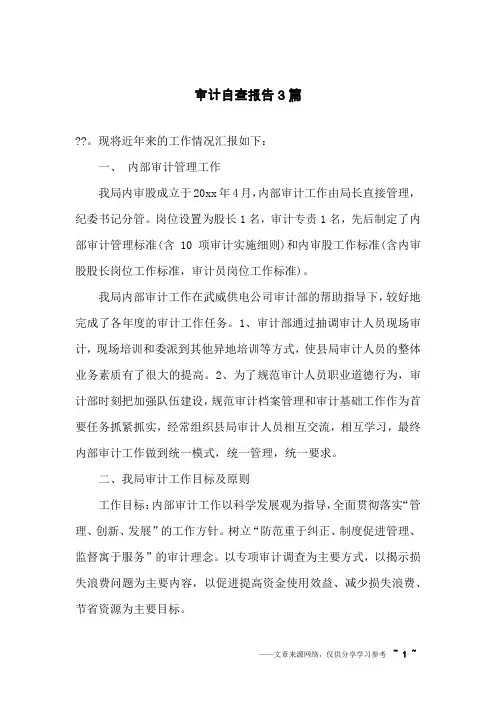 审计自查报告3篇