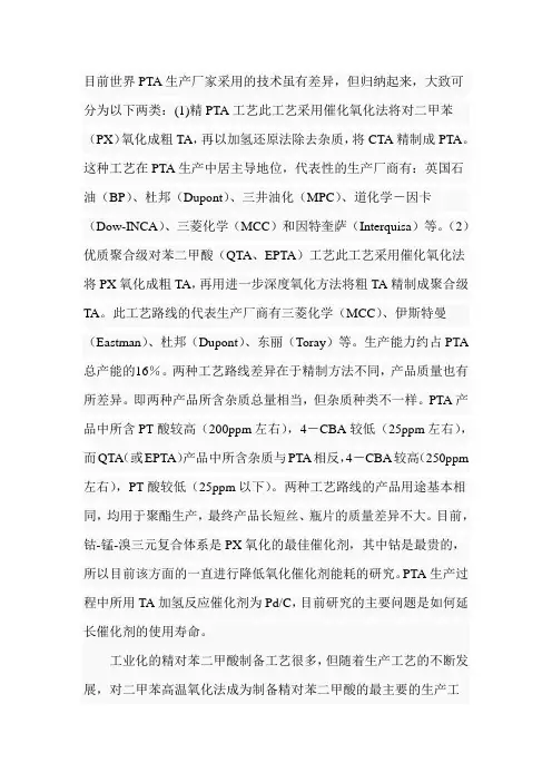 PTA生产工艺技术