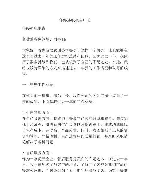 年终述职报告厂长