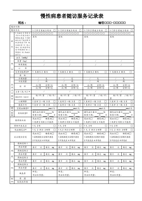 慢性病患者随访服务记录表2