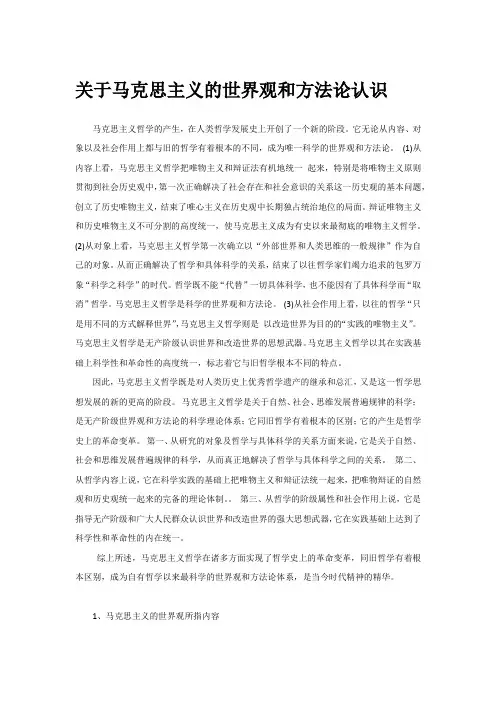关于马克思主义的世界观和方法论认识