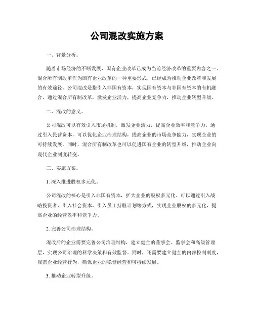 公司混改实施方案