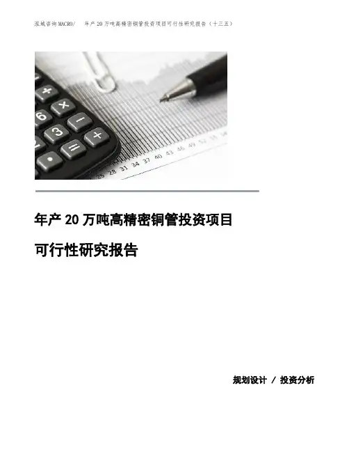 年产20万吨高精密铜管投资项目可行性研究报告(十三五)