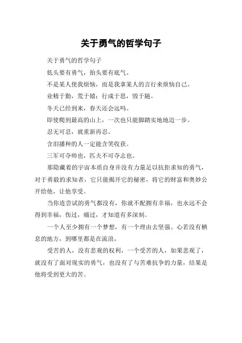 关于勇气的哲学句子