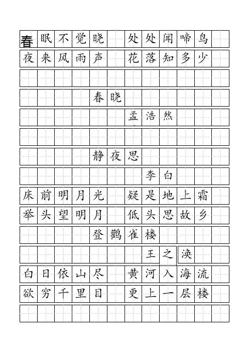 标准田字格模板-word打印版 4