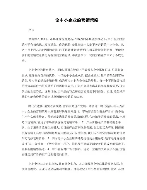 论中小企业的营销策略