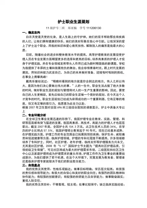 护士职业生涯规划