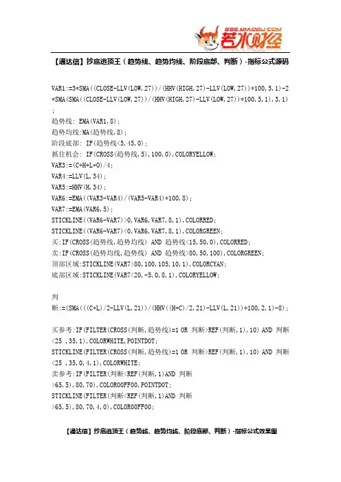 【股票指标公式下载】-【通达信】抄底逃顶王(趋势线、趋势均线、阶段底部、判断)