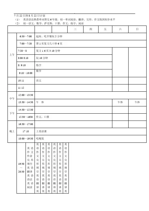 学习计划表及模板(1) 2