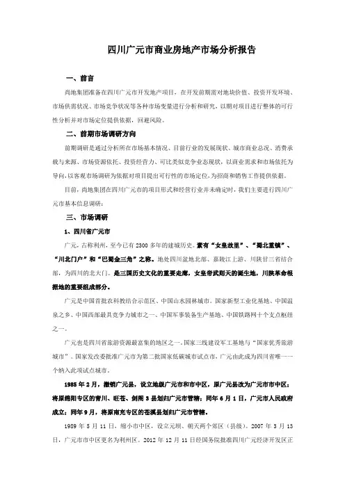 四川广元市商业地产市场分析报告