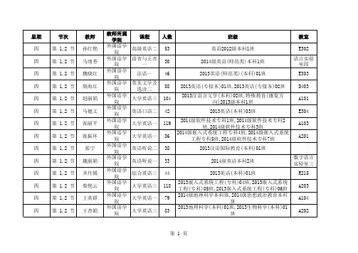 邯郸学院14-15学年第一学期第二学段课表xls