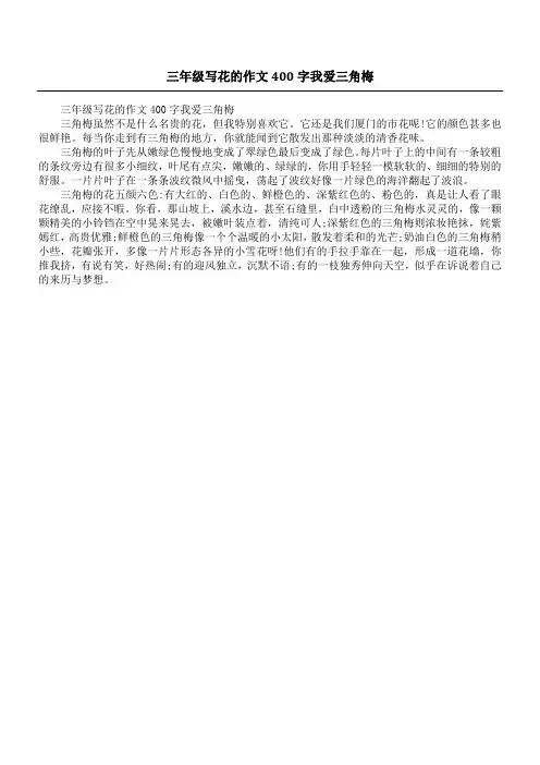 三年级写花的作文400字我爱三角梅