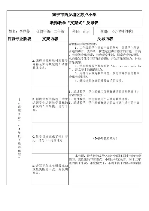 教师教学“支架式”反思表 (1)