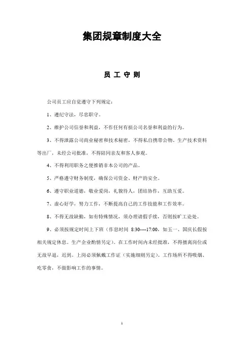 集团规章制度大全