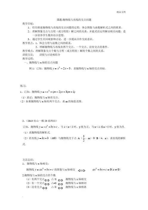 抛物线与直线交点问题