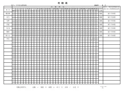 考勤表范本空
