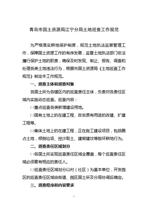 青岛国土分局土地巡查工作规范