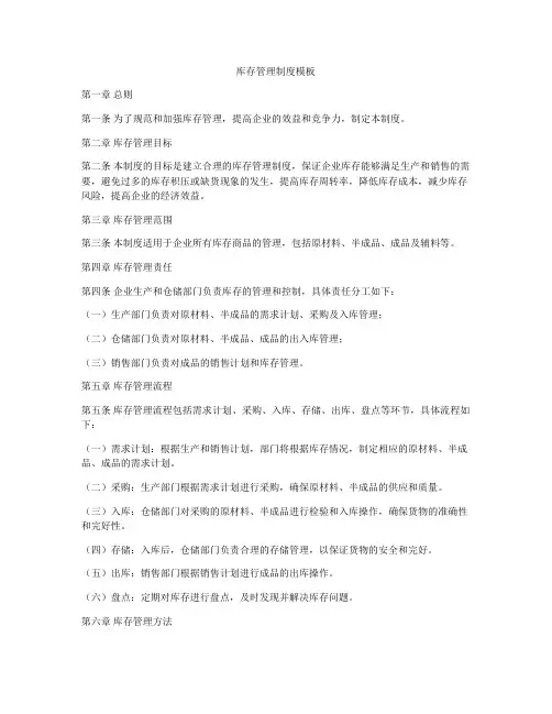 库存管理制度模板