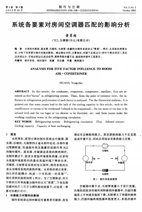 系统各要素对空调匹配的影响分析