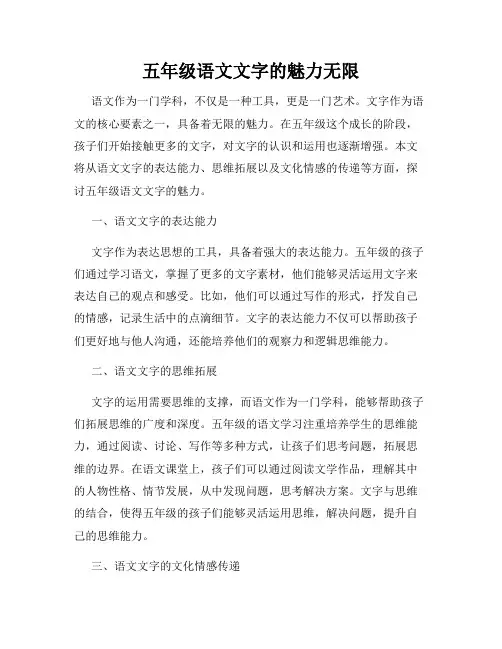 五年级语文文字的魅力无限