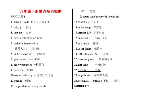 初二下册英语必背短语归纳(完整版)