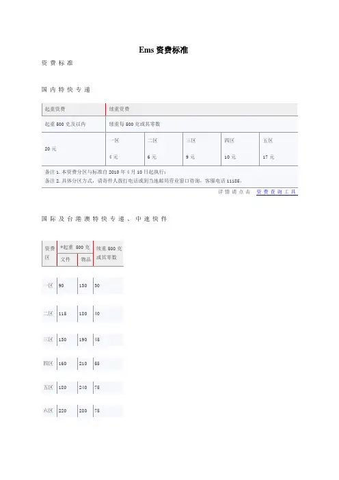 Ems快递价格表